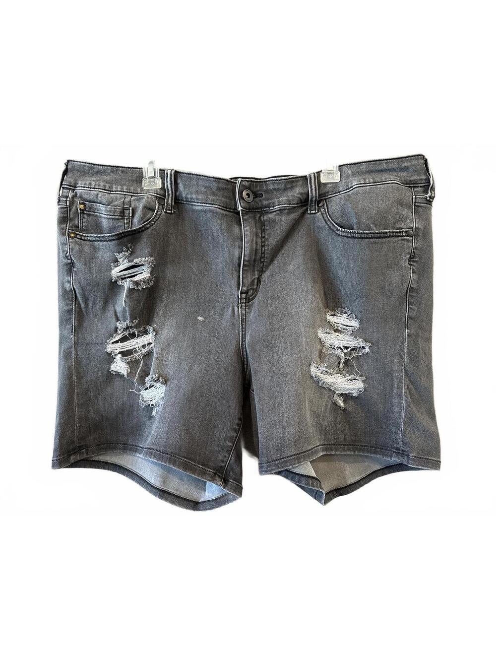 Torrid Black Distressed Denim Shorts Size 26